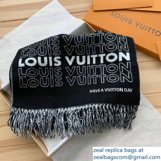 Louis Vuitton Logo Print Scarf Black/White 2018