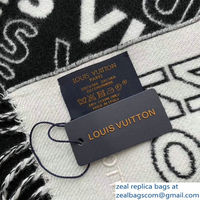 Louis Vuitton Logo Print Scarf Black/White 2018 - Click Image to Close