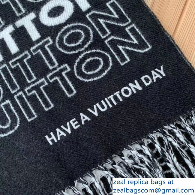 Louis Vuitton Logo Print Scarf Black/White 2018