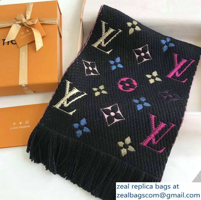 Louis Vuitton Logomania Rainbow Scarf M70899 Black 2018 - Click Image to Close