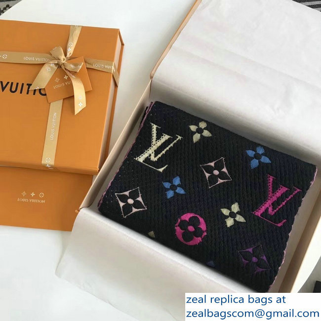 Louis Vuitton Logomania Rainbow Scarf M70899 Black 2018 - Click Image to Close