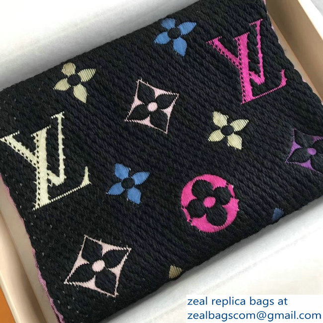 Louis Vuitton Logomania Rainbow Scarf M70899 Black 2018 - Click Image to Close