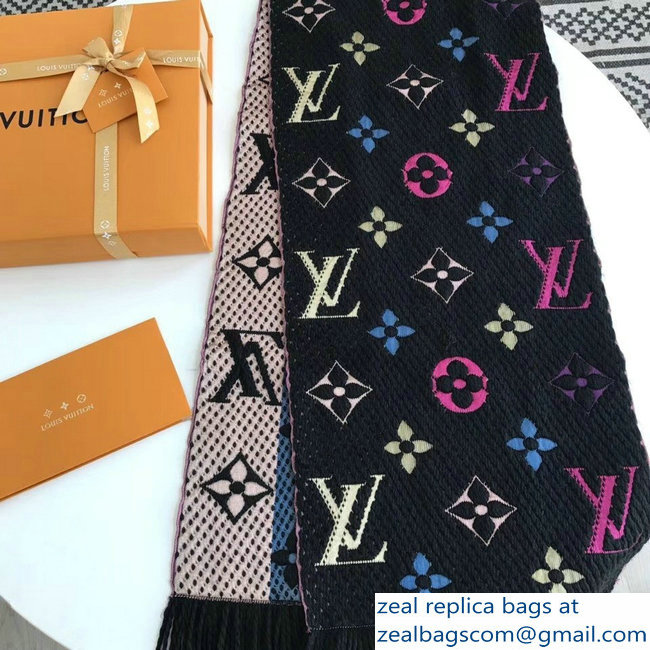 Louis Vuitton Logomania Rainbow Scarf M70899 Black 2018 - Click Image to Close