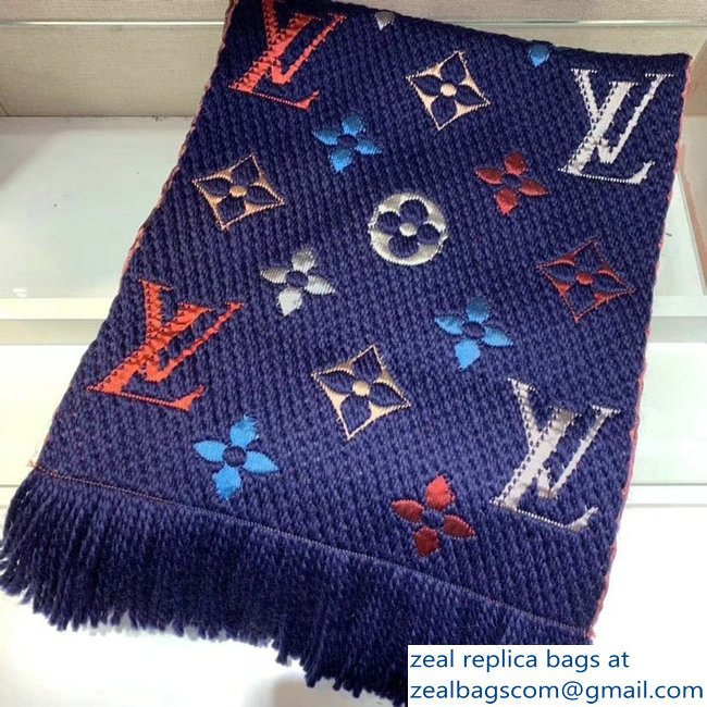 Louis Vuitton Logomania Rainbow Scarf M70899 Blue 2018 - Click Image to Close