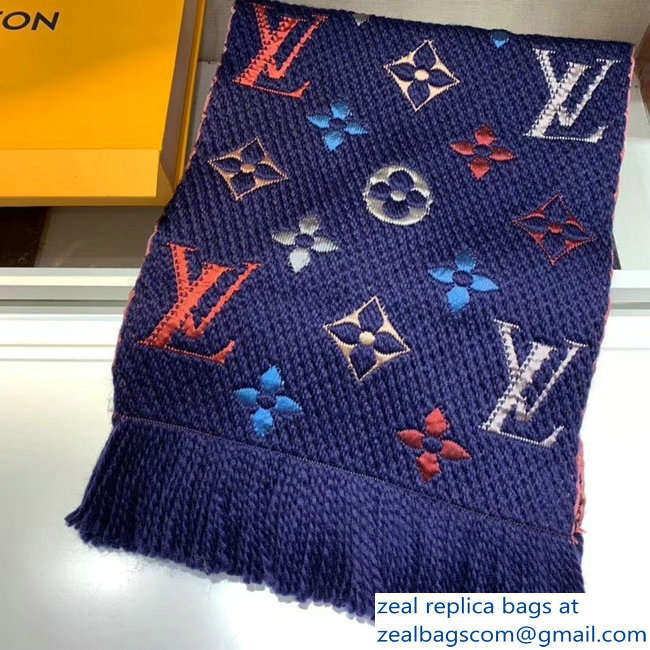 Louis Vuitton Logomania Rainbow Scarf M70899 Blue 2018 - Click Image to Close