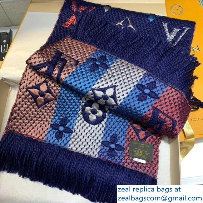 Louis Vuitton Logomania Rainbow Scarf M70899 Blue 2018 - Click Image to Close