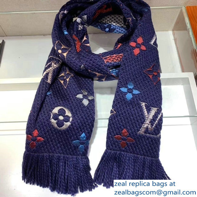 Louis Vuitton Logomania Rainbow Scarf M70899 Blue 2018 - Click Image to Close