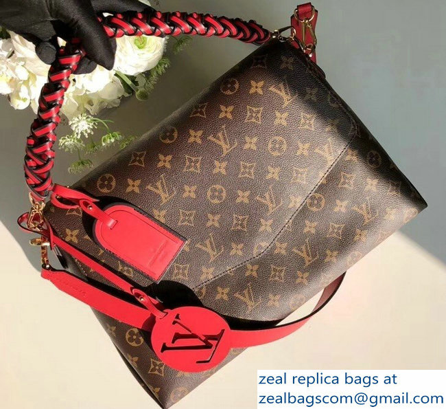 Louis Vuitton Monogram Canvas Braided Handle Beaubourg MM Bag M43953 Red 2018 - Click Image to Close