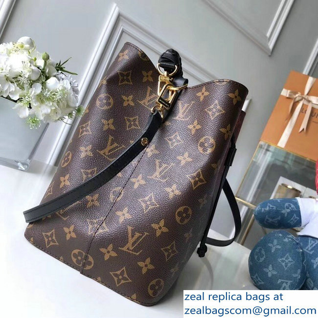 Louis Vuitton Monogram Canvas Braided Handle NeoNoe Bucket Bag M43985 Black 2018