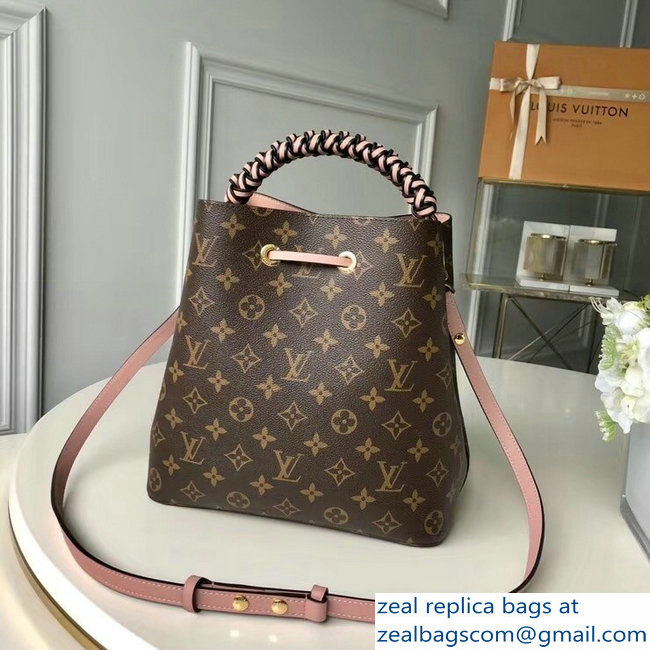 Louis Vuitton Monogram Canvas Braided Handle NeoNoe Bucket Bag M43985 Pink 2018