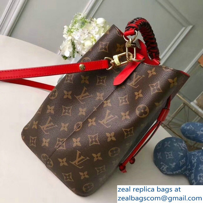 Louis Vuitton Monogram Canvas Braided Handle NeoNoe Bucket Bag M43985 Red 2018