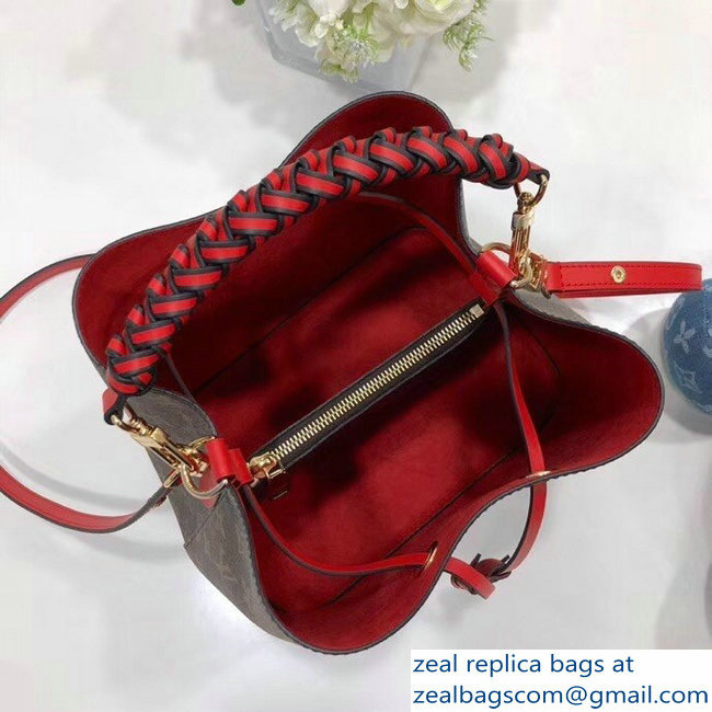Louis Vuitton Monogram Canvas Braided Handle NeoNoe Bucket Bag M43985 Red 2018