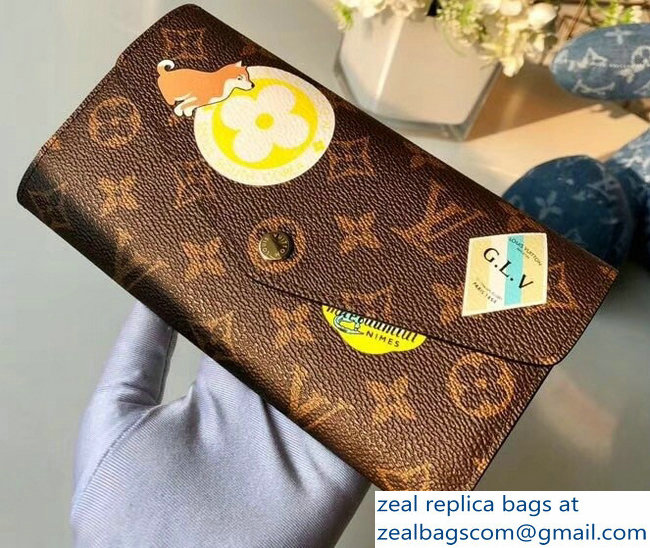 Louis Vuitton Monogram Canvas Sarah Wallet My LV World Tour Sitting Dog 2018 - Click Image to Close