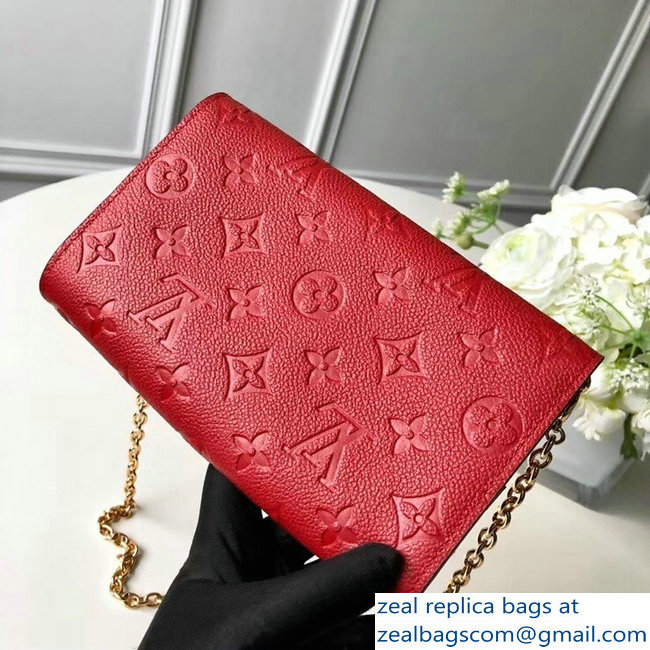 Louis Vuitton Monogram Empreinte Chain Wallet Cherry Red 2018 - Click Image to Close