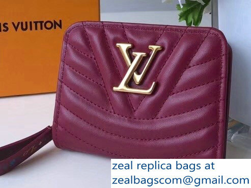 Louis Vuitton New Wave Zipped Compact Wallet Burgundy 2018 - Click Image to Close