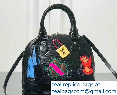 Louis Vuitton Patches Stickers Epi Alma BB Bag M52481 Black 2018 - Click Image to Close