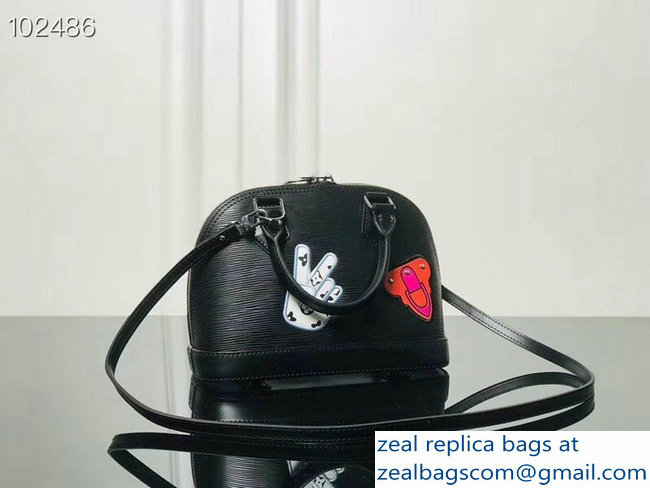 Louis Vuitton Patches Stickers Epi Alma BB Bag M52481 Black 2018 - Click Image to Close