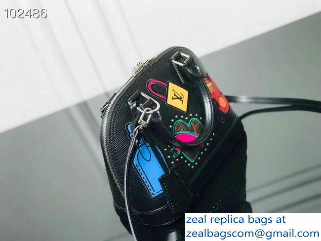 Louis Vuitton Patches Stickers Epi Alma BB Bag M52481 Black 2018 - Click Image to Close