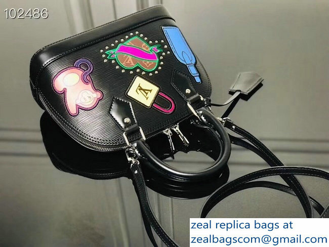 Louis Vuitton Patches Stickers Epi Alma BB Bag M52481 Black 2018 - Click Image to Close