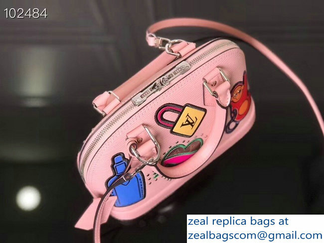 Louis Vuitton Patches Stickers Epi Alma BB Bag M52481 Pink 2018