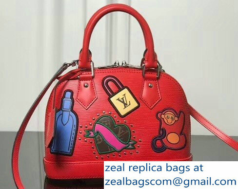 Louis Vuitton Patches Stickers Epi Alma BB Bag M52481 Red 2018 - Click Image to Close