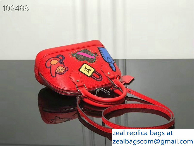 Louis Vuitton Patches Stickers Epi Alma BB Bag M52481 Red 2018 - Click Image to Close