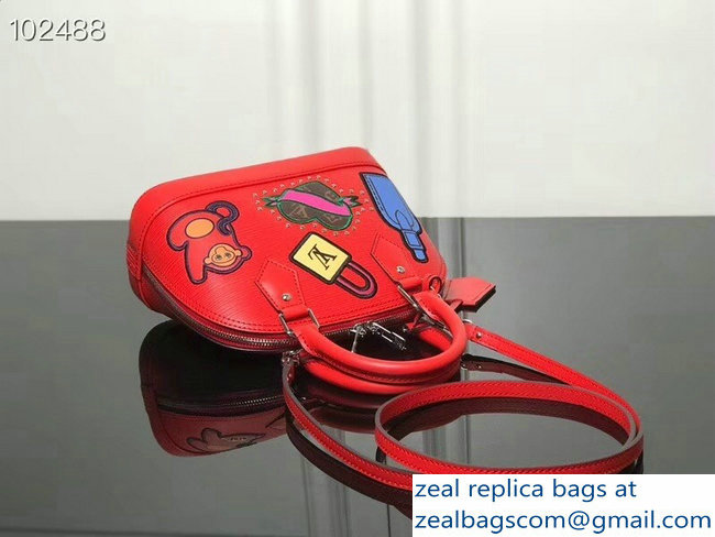 Louis Vuitton Patches Stickers Epi Alma BB Bag M52481 Red 2018