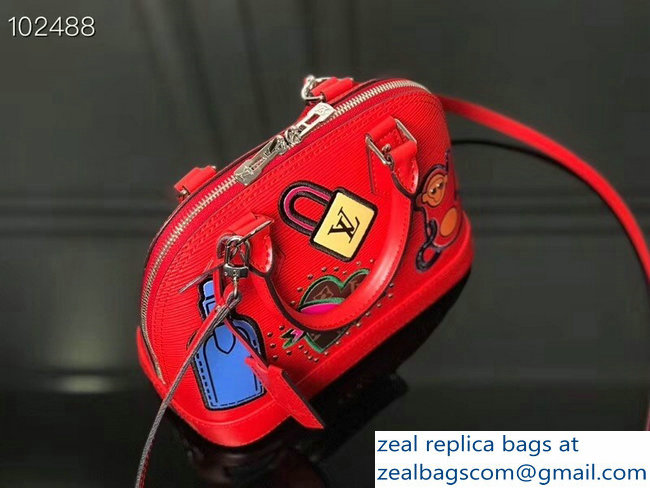 Louis Vuitton Patches Stickers Epi Alma BB Bag M52481 Red 2018