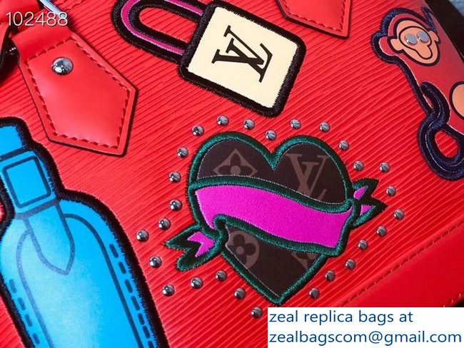 Louis Vuitton Patches Stickers Epi Alma BB Bag M52481 Red 2018