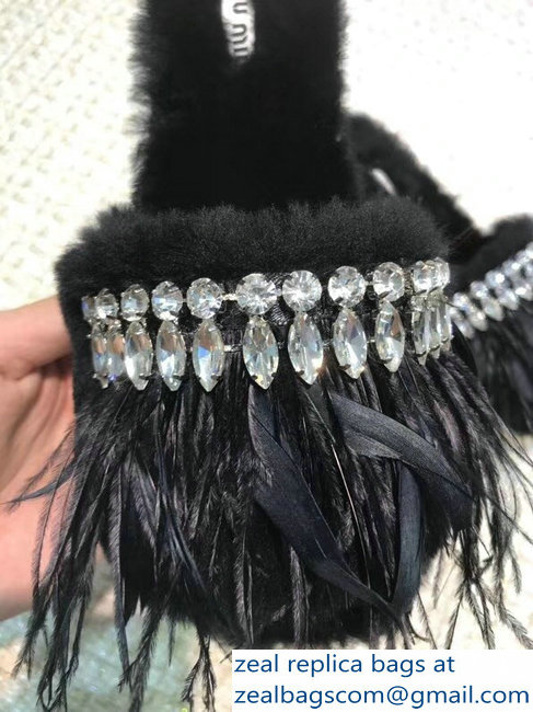 Miu Miu Crystal Fringe Espadrilles Slippers Black 2018 - Click Image to Close