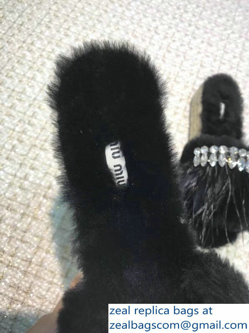 Miu Miu Crystal Fringe Espadrilles Slippers Black 2018 - Click Image to Close