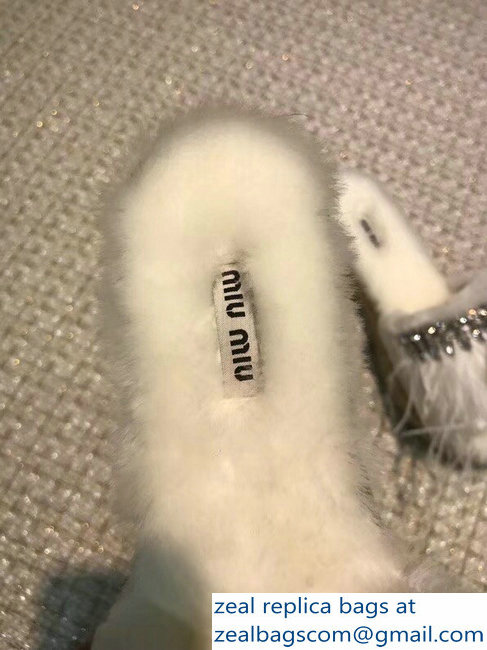 Miu Miu Crystal Fringe Espadrilles Slippers White 2018 - Click Image to Close