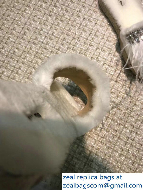 Miu Miu Crystal Fringe Espadrilles Slippers White 2018 - Click Image to Close