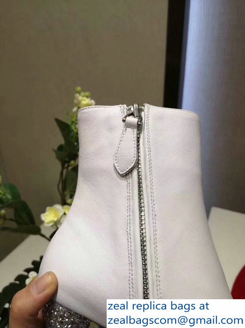 Miu Miu Heel 6cm Ankle Boots Logo White 2018