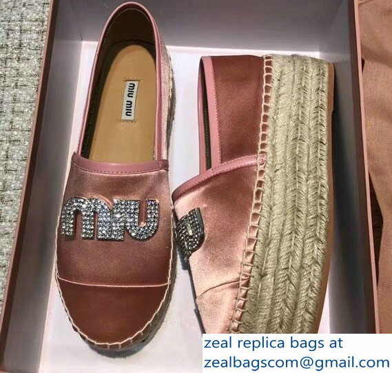 Miu Miu Velvet Crystal Logo Espadrilles Nude Pink 2018 - Click Image to Close