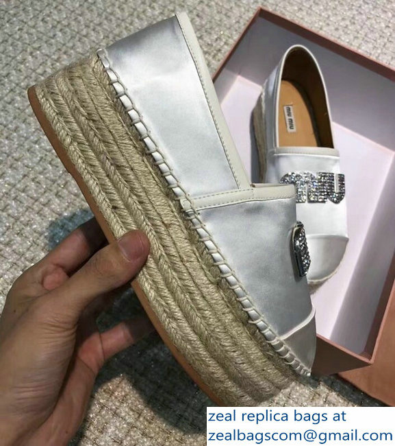 Miu Miu Velvet Crystal Logo Espadrilles Silver 2018 - Click Image to Close