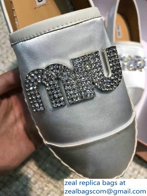 Miu Miu Velvet Crystal Logo Espadrilles Silver 2018 - Click Image to Close