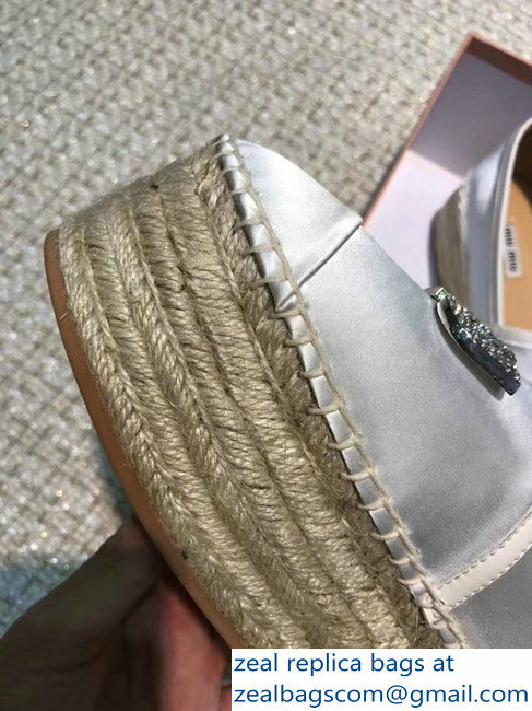 Miu Miu Velvet Crystal Logo Espadrilles Silver 2018