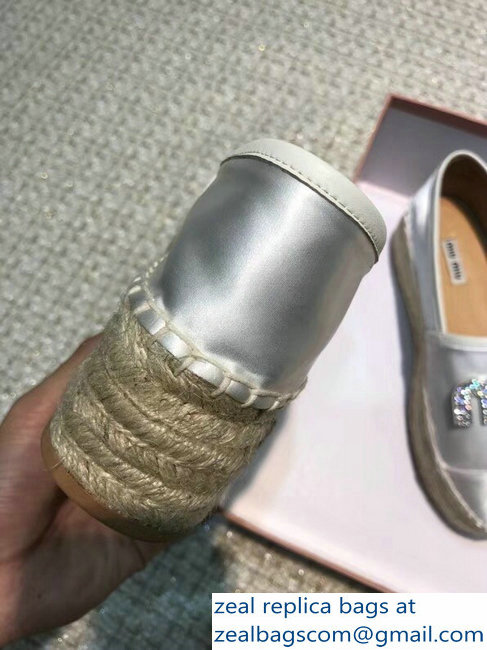 Miu Miu Velvet Crystal Logo Espadrilles Silver 2018 - Click Image to Close