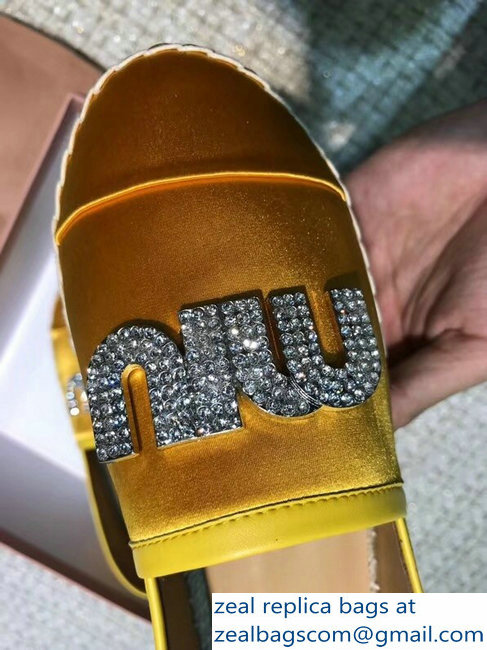 Miu Miu Velvet Crystal Logo Espadrilles Yellow 2018