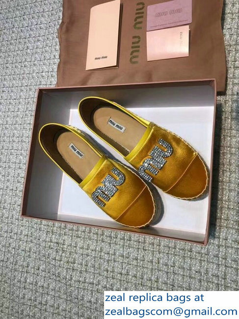 Miu Miu Velvet Crystal Logo Espadrilles Yellow 2018