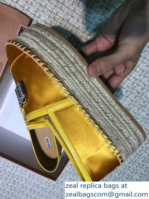 Miu Miu Velvet Crystal Logo Espadrilles Yellow 2018 - Click Image to Close