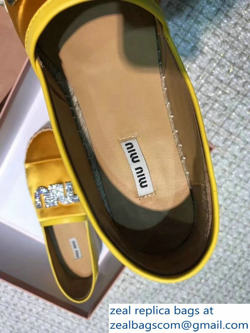 Miu Miu Velvet Crystal Logo Espadrilles Yellow 2018