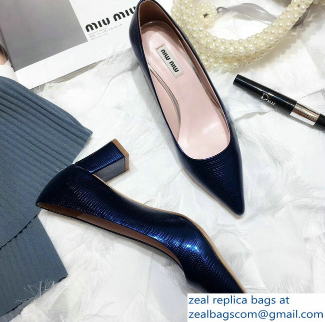 Miu Miu Heel 5.5cm Glitter Pumps Blue 2018