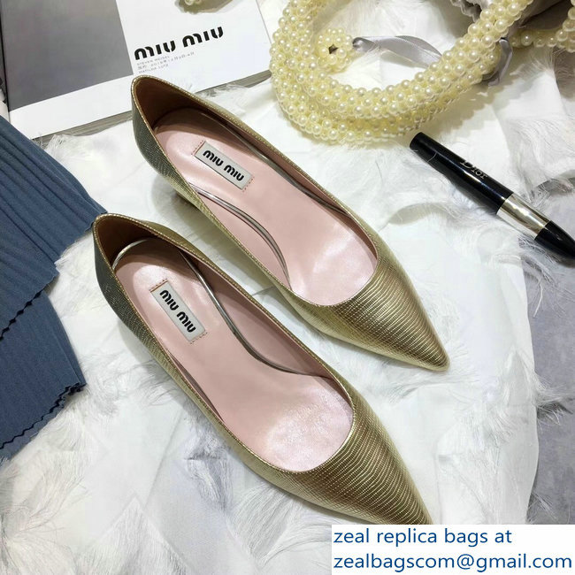 Miu Miu Heel 5.5cm Glitter Pumps Gold 2018