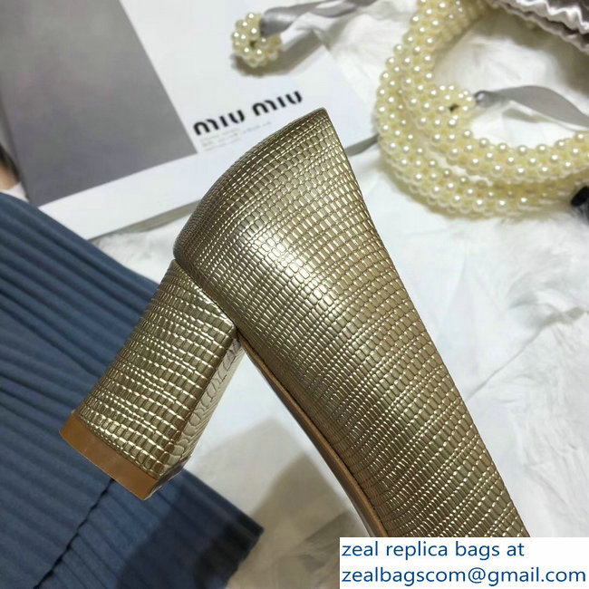 Miu Miu Heel 5.5cm Glitter Pumps Gold 2018