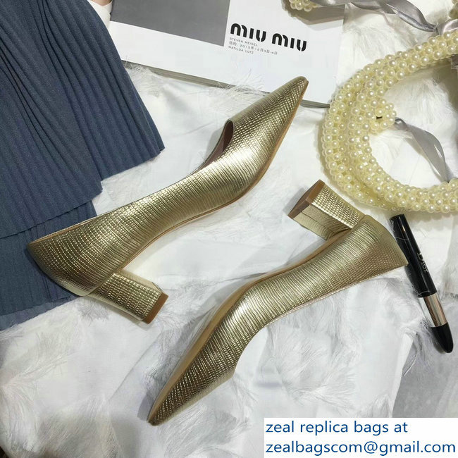 Miu Miu Heel 5.5cm Glitter Pumps Gold 2018