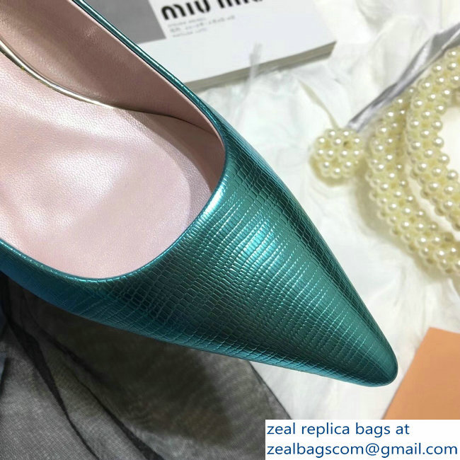 Miu Miu Heel 5.5cm Glitter Pumps Green 2018 - Click Image to Close