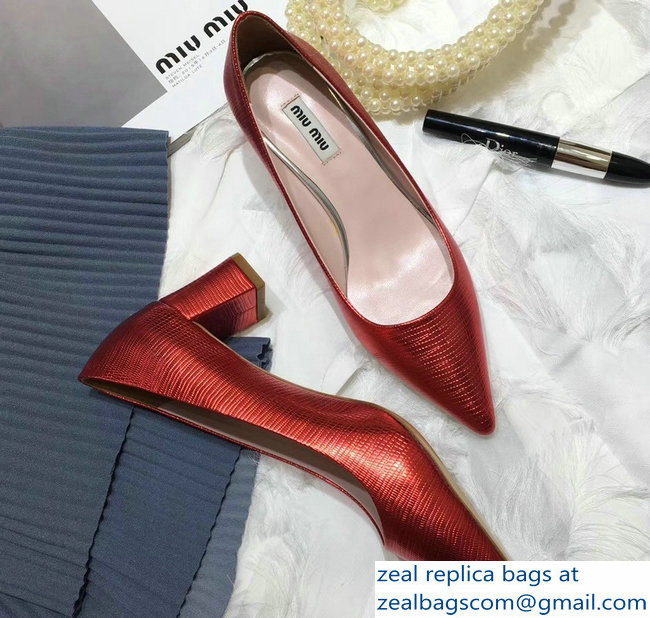 Miu Miu Heel 5.5cm Glitter Pumps Red 2018