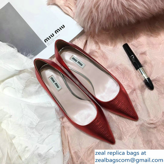 Miu Miu Heel 5.5cm Glitter Pumps Red 2018